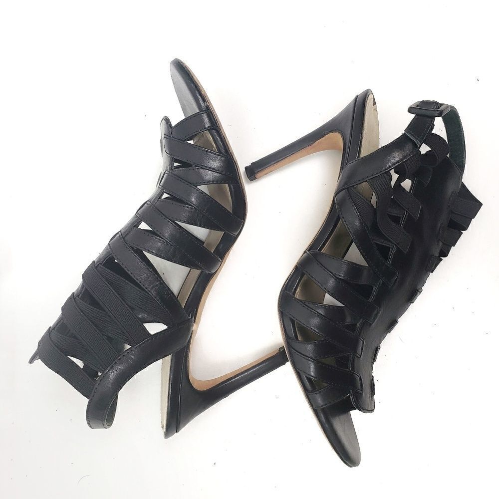 Via Spiga gladiator style black leather heels